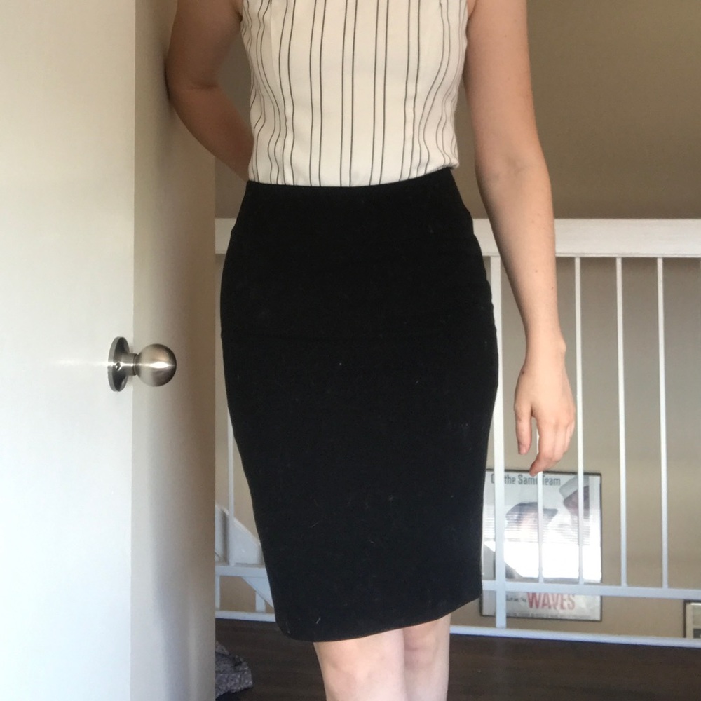 Black Knee Length Pencil Skirt
